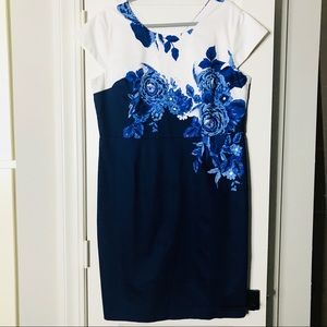 NWOT Blue White Roses Dress PlusSize 18